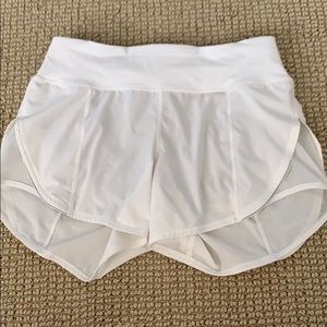 white lululemon shorts with mesh